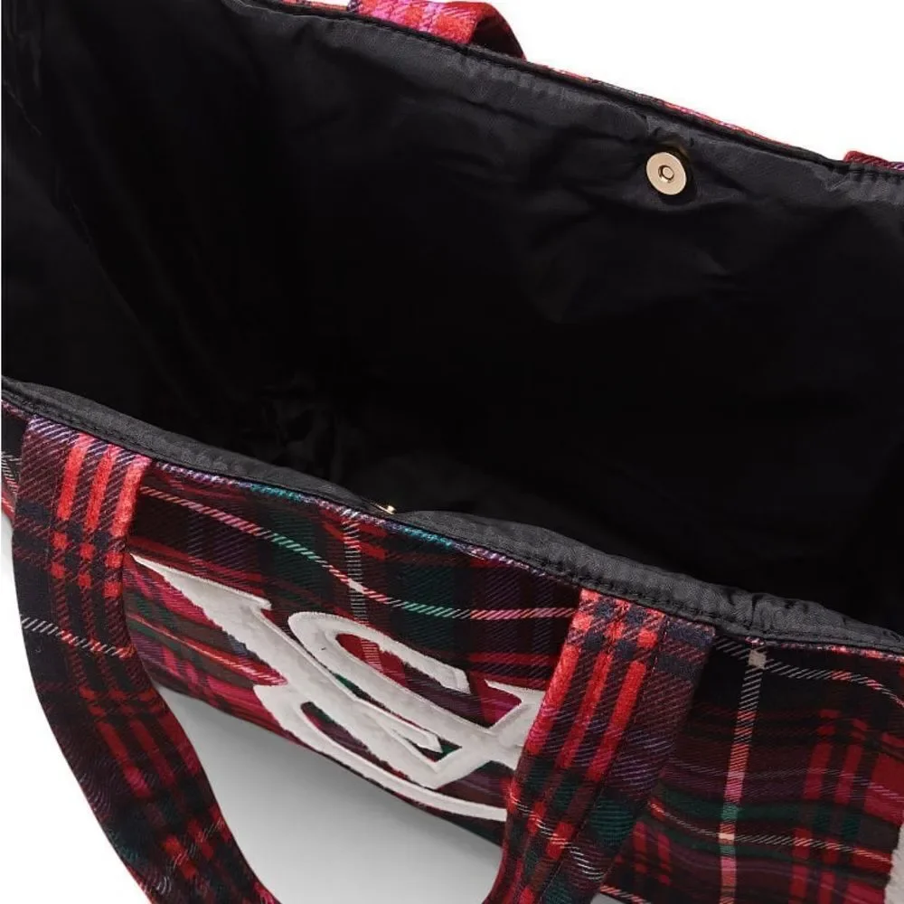 New! 2022 VS Red Cozy Plaid Tote